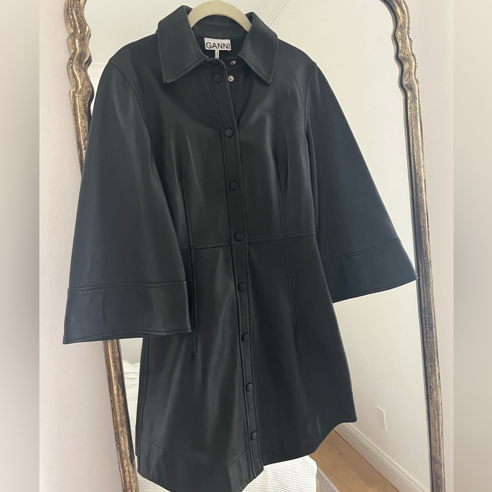 Ganni Lamb Leather Mini Dress